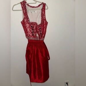 Red Traditional Dress with Embroidered Vest